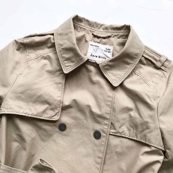 Zara trench jacket VGUC - tiny spot on sleeve 7Y - Picture 2 of 7